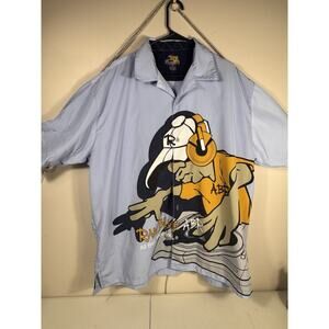 Vtg Y2K Raw Blue ABR All Bad Reversed DJ Button Up Shirt 2XL Graphic 2000s Rare